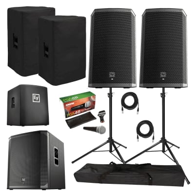 (2) Electro-Voice ZLX-12BT 12" Powered Bluetooth Loudspeakers and Subwoofer Package. image 1
