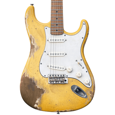 10S iCC Relic Inspired Electric Guitar Aged Yellow White for sale