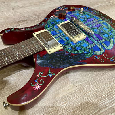 Custom Design Celtic Knot and Raven Hand-painted Tokai Guitar image 6