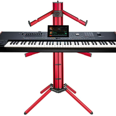 Korg PA5X76 76-Key Professional Keyboard / Arranger + Konig & Meyer 18860 Red Stand