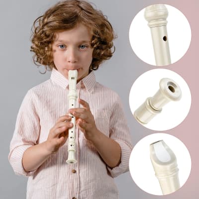 Soprano Recorder C Key 8 Holes 3-Piece German Style Baroque Fingering Recorder Instrument With Cleaning Rod And Storage Bag, For Beginners Kids Students((2 Set Beige) image 3