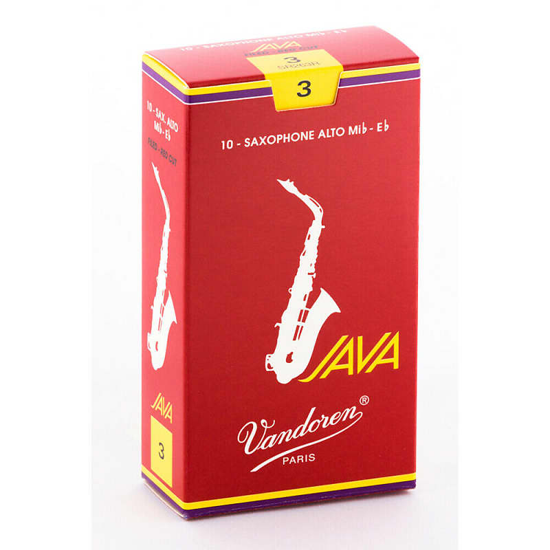Vandoren SR263R Filed-Red Cut  Alto Sax 3.5 Strength Java Red Saxophone Reeds Box of 10 image 1