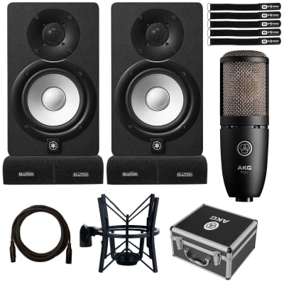 Yamaha HS5 5" Powered Studio Recording Monitor Speakers Pair w Pro Condenser Mic image 1