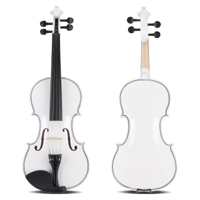 Full Size 4/4 Violin Set for Adults, Beginners, Students with Hard Case, Violin Bow, Shoulder Rest, Rosin, Extra Strings 2020s - White image 14
