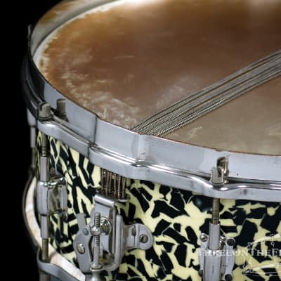 1930s Leedy Black Onyx Professional Model 'Separate Tension' Snare Drum :  5 x 14 image 12