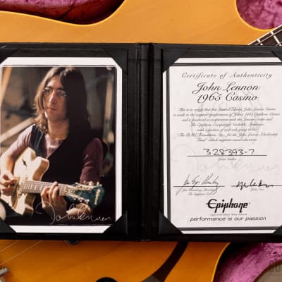 2010 Epiphone USA John Lennon 1965 Casino Revolution 70th Anniversary 1 of 70, Yoko Ono-Signed w/ Case, COA, Tags image 19