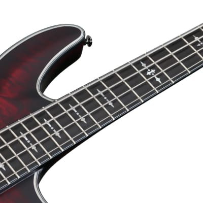 Schecter Hellraiser Extreme-4  Crimson Red Burst Satin CRBS Electric Bass + Hard Case Extreme 4 image 6