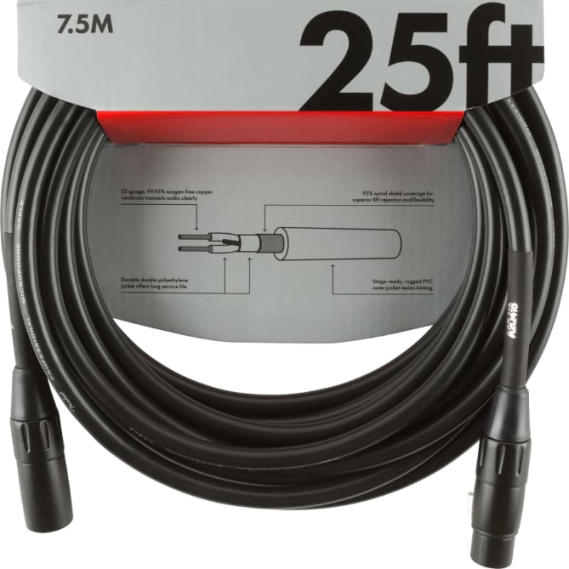 Photos - Instrument Cable Fender   PRO25'MICROPHONECABLE Black Black new  2021