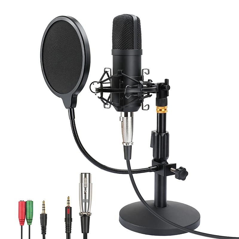 Professional XLR Condenser Microphone for Recording Podcast Cardioid Studio  Mic Kit for Streaming,Gaming,Singing