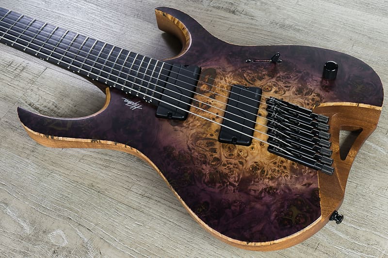 Mayones Hydra Elite 7 VF Multi-Scale 7-String Guitar, Trans Purple