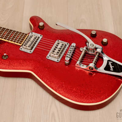 GMP Roxie Duo Jet-Style Guitar Red Metalflake w/ TV Jones MagnaTron Pickups, Case image 9