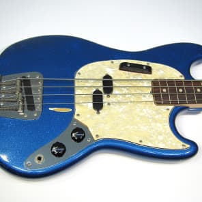 1971 Fender Mustang Bass Super Rare Blue Metal Flake Original Sparkle w MOTS Guard All Original! image 7
