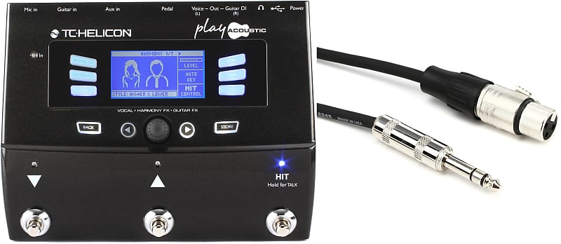 TC-Helicon VoiceLive Play Acoustic Guitar and Vocal Effects Processor Pedal  Bundle with Pro Co BPBQXF-10 Excellines Balanced Patch Cable - XLR Female  