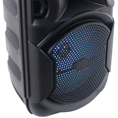 Technical Pro Rechargeable 8 LED Karaoke Machine Speaker System  w/Bluetooth+Mic - Rockville Audio