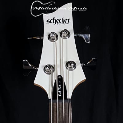 Schecter C-4 Deluxe Bass Guitar - 4-String Active Bass - Satin White Finish image 4