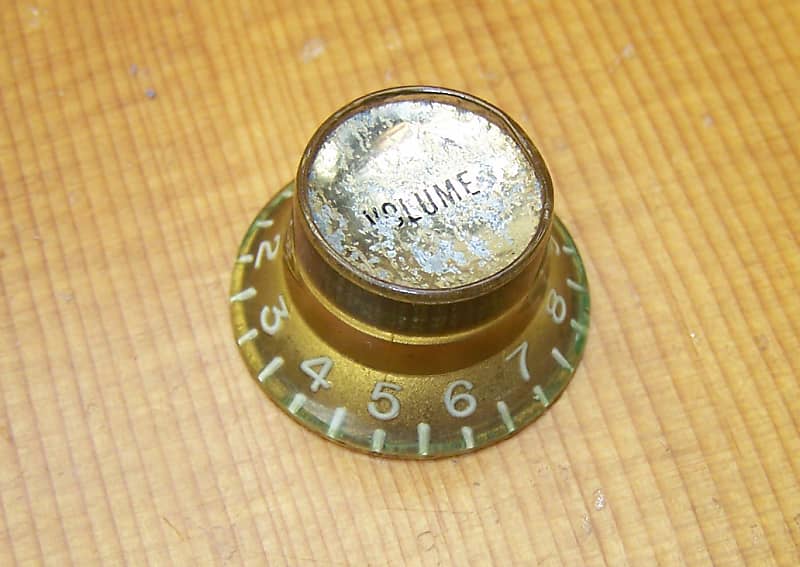 Gibson gold reflector 'bonnet' volume knob for guitar 1960s | Reverb