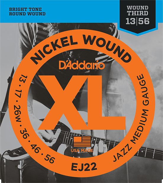 D'Addario EJ22 Nickel Wound Electric Guitar Strings, Jazz Medium, 13-56 image 1