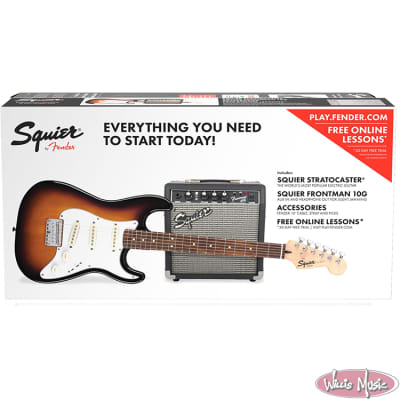 Squier "Stop Dreaming, Start Playing!" Set: Affinity Series Strat with Rosewood Fretboard, Frontman 10G Amp Brown Sunburst image 2