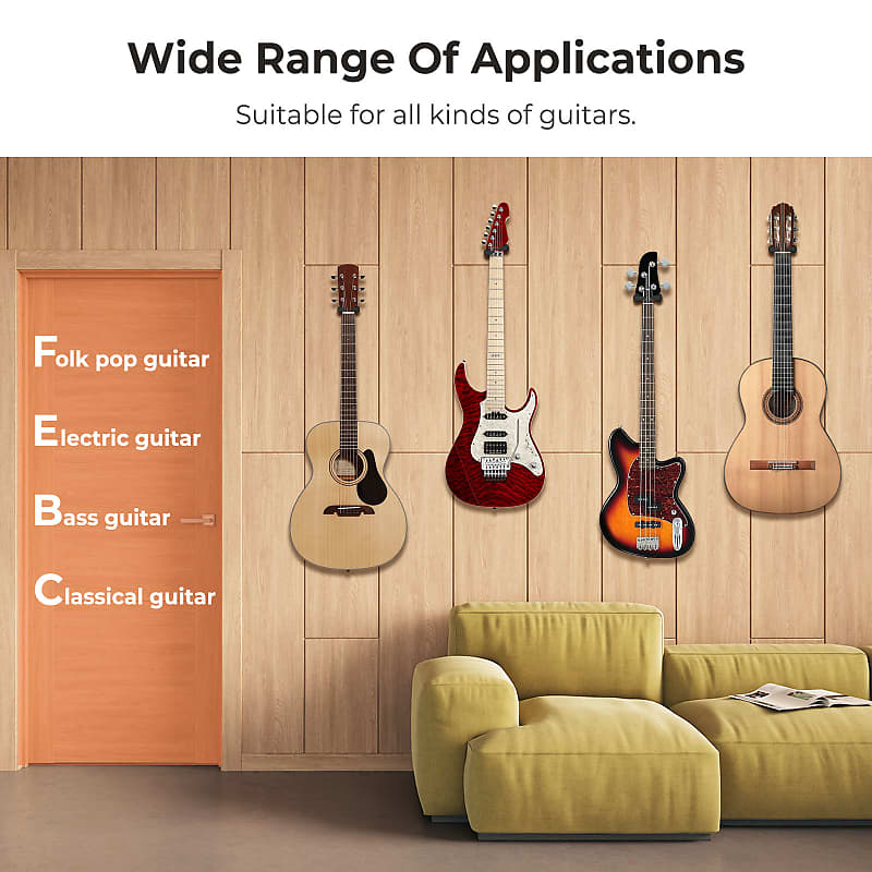LEKATO Guitar Wall Mount Hanger, Aluminum Guitar Wall Rack Holder with 5  Adjustable Guitar Hangers, Multiple Guitar Holder Stand for Acoustic  Electric Guitar Bass Banjo Mandolin