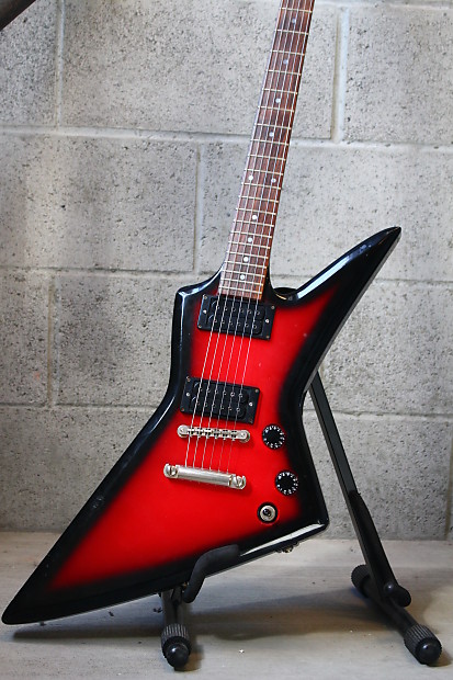 Takamine GX-100 Explorer Electric Guitar 1980's Sunburst Red