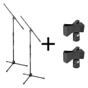 Two for One BLOWOUT: QTY (2) JamStands Tripod Mic Stands w/ Boom, JS-MCFB100 and JS-MC1 Mic Clips