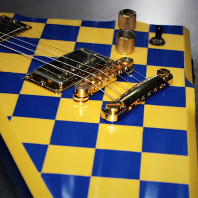 Robin Wedge 1987 Custom.  One of a kind.  Blue Yellow Checkerboard finish. Plays great. Rare. Cool+ image 12