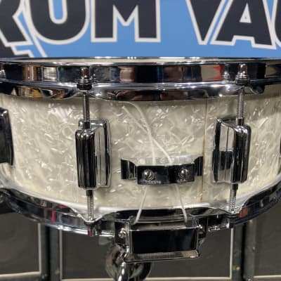 Rogers 14x5" Dyna-Sonic Snare Drum 1960s - White Marine Pearl, Stunning! image 13