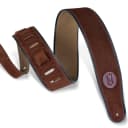 Levy's MSS3-BRN Hand Brushed Suede 2.5" Guitar Strap with Piping Brown