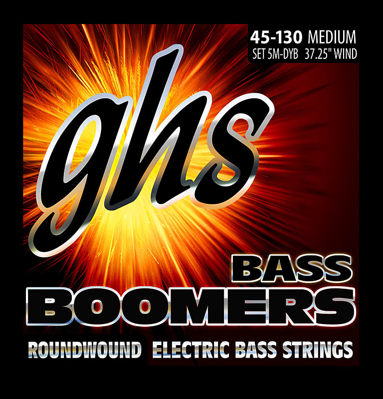 GHS 5M-DYB Boomers Bass Guitar Strings 45-130 medium long scale 5-string set image 1