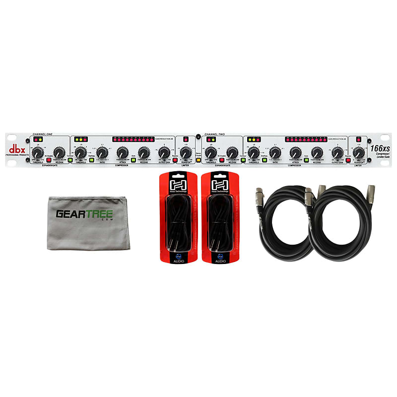 DBX 166xs Dual Compressor Limiter Gate w/ 4 Cables and Geartree Cloth