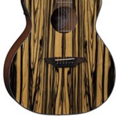 Luna Gypsy Exotic Acoustic Electric Guitar Black White Ebony image 1