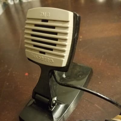 Rare Tandberg TM 3 1960 Glossy Black Desk Microphone Mic with Stand