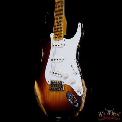 Fender Custom Shop Limited Edition 70th Anniversary 1954 Stratocaster Heavy Relic Wide Fade 2 Tone Sunburst 7.65 LBS image 2