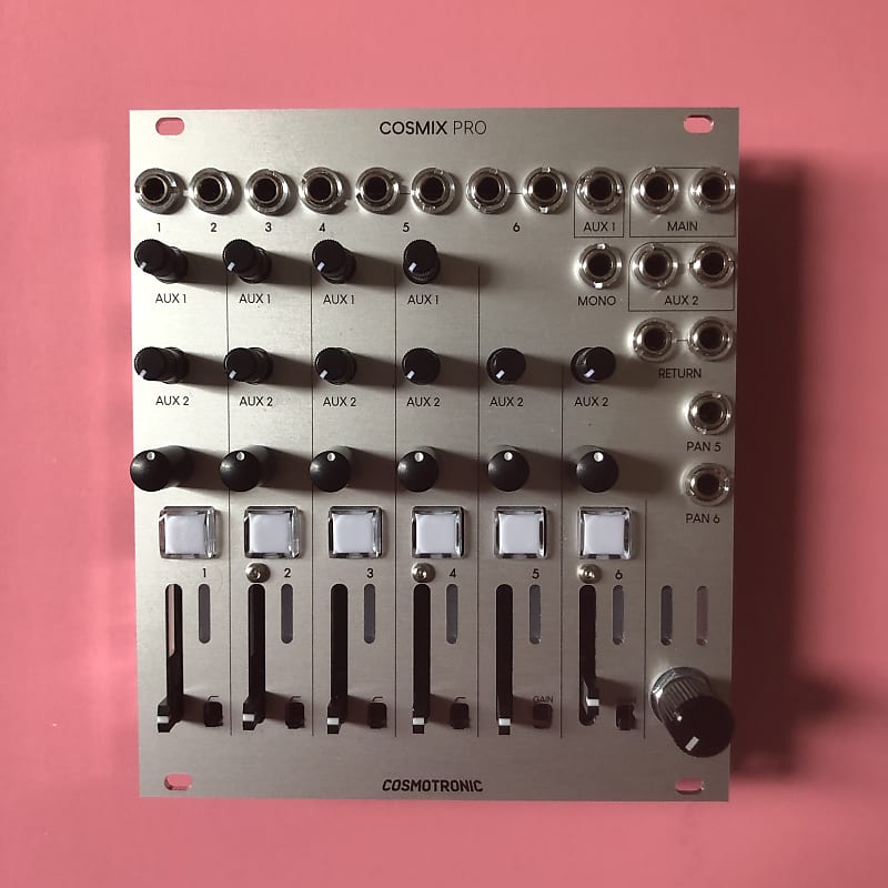 Cosmotronic Cosmix Pro Eurorack Stereo Mixer Silver Reverb