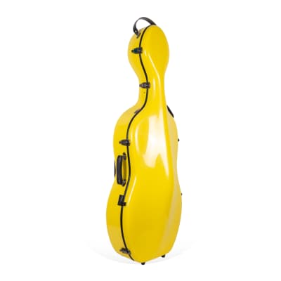 Crossrock Fiberglass Hard Guitar  Case with wheels for 4/4 Cello in Yellow image 1