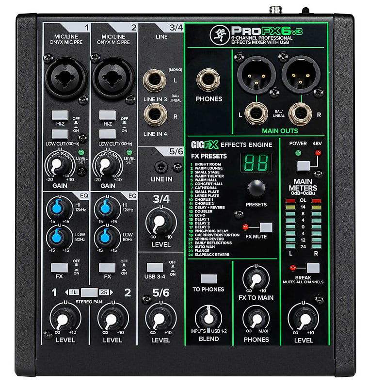 Mackie ProFX6v3 6-Channel Professional Effects Mixer w/USB ProFX6 v3 image 1