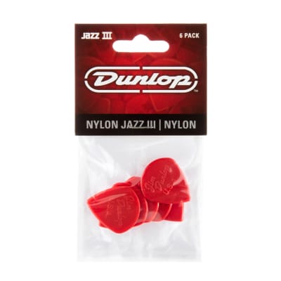 Dunlop Nylon Jazz III Guitar Pick Red 6-Pack image 2