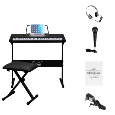 Glarry GEP-104 61 Key Portable Keyboard with Piano Stand, Piano Bench, Built In Speakers, Headphones image 19