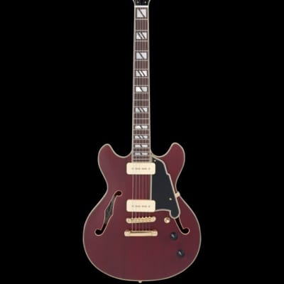D'Angelico Deluxe Mini DC Satin Trans Wine Electric Guitar for sale