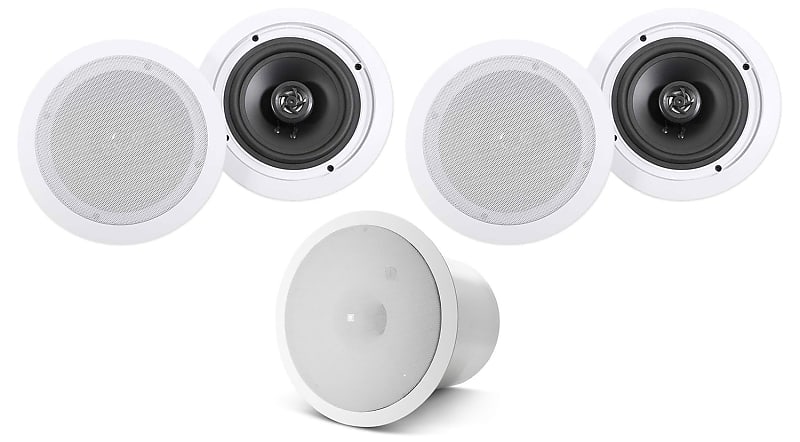 (4) Rockville HC655 6.5&quot; 500 Watt In-Ceiling Home Theater Speakers+JBL Subwoofer  			