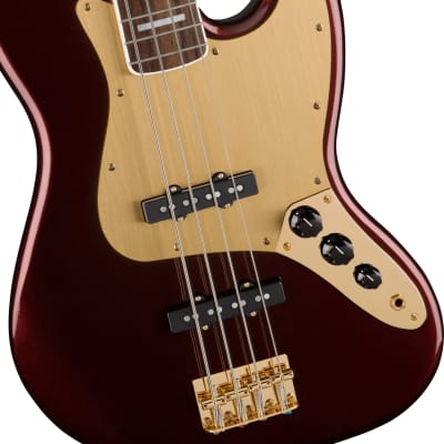 Fender Squier 40th Anniversary Jazz Bass Gold Edition - Ruby Red Metallic image 4
