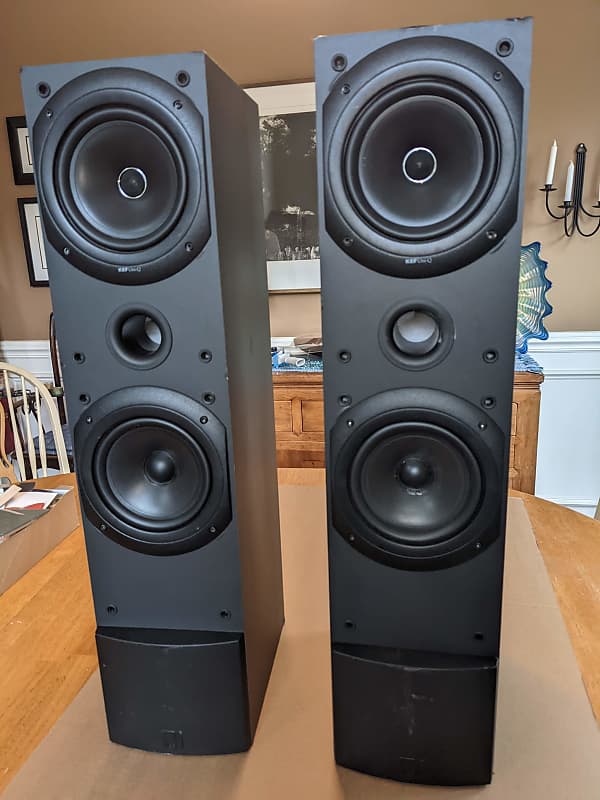 Kef Q50 Black Floor Standing Speakers Uni-q Great Condition | Reverb
