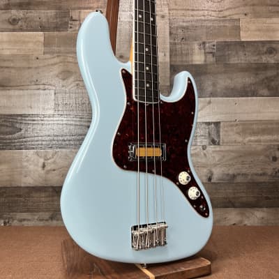 Fender Gold Foil Jazz Bass 4-string Bass Guitar - Sonic Blue *Factory Blem* image 4