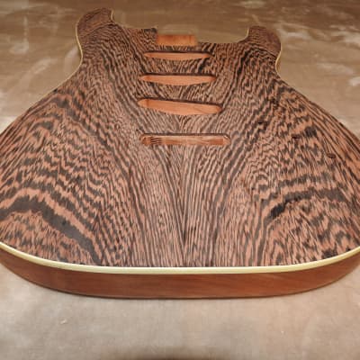 Unfinished Bound Strat 1pc Honduran Mahogany Body Book Matched Wenge Top S/S/S Routes Back Control image 7