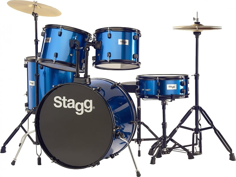 Stagg 22" 5-Piece Drum Set w/ Throne - Blue image 1