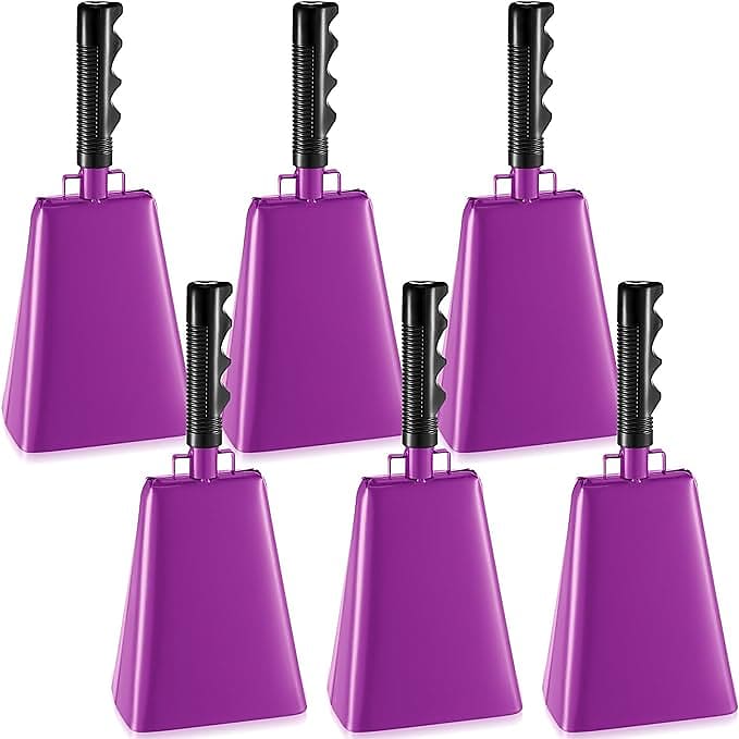 Solid Colored Cowbells, Bulk Set of 12 - For Sporting Events, School Spirit  and Parties (White)