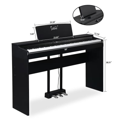 Glarry GDP-105 88 Keys Standard Full Weighted Keyboards Digital Piano with Furniture Stand, Power Adapter, Triple Pedals, Headphone，for All Experience Levels 2020s - Black image 11