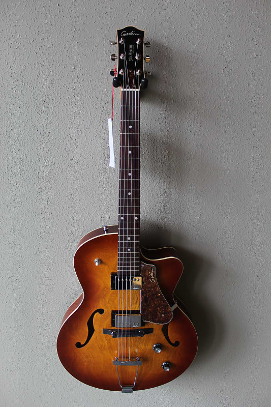 Brand New Godin 5th Avenue CW Kingpin II Hollowbody Electric Guitar - Cognac Burst image 1