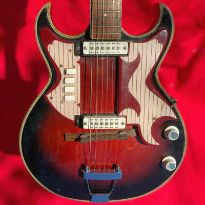 1960's Eko Florentine II Red Burst Electric Guitar Made in Italy for sale