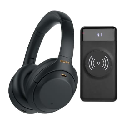 Sony WH-1000XM4 Wireless Noise Canceling Over-Ear Headphones (Black) Bundle  with Headphone Hanger Mount (2 Items)